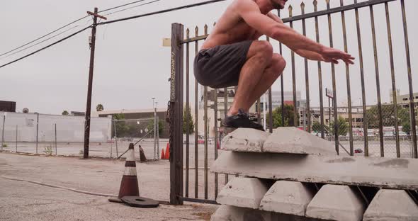 Athletic Male Workout Crossfit Slow-Motion