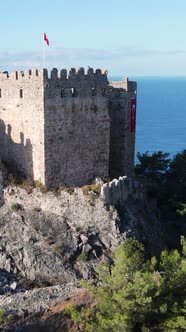 Vertical Video Alanya Castle  Alanya Kalesi Aerial View