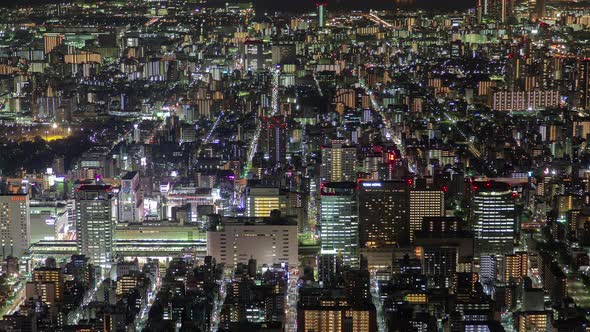 Night Aerial Cityscape Tokyo Skyscrapers Lights