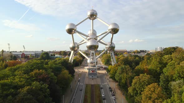 Atomium and nearby park in Brussels Belgium