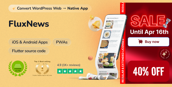 FluxNews - Flutter mobile app for Wordpress