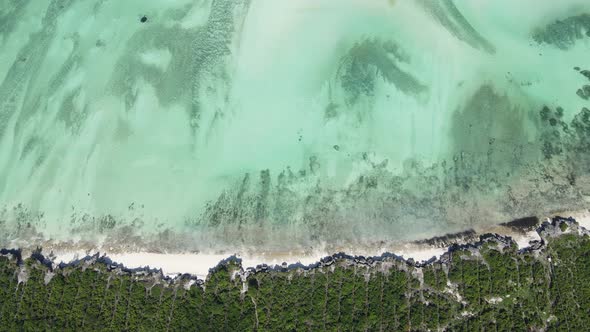 Aerial View of the Indian Ocean Near the Shore of the Island of Zanzibar Tanzania Slow Motion