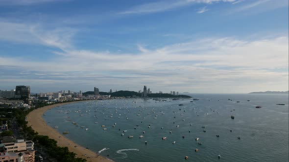 Time lapse of beautiful Pattaya city around sea ocean bay in Thailand