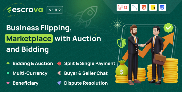 Escrova - Independent Escrow Marketplace for Business Flipping, Auction and Bidding Platform