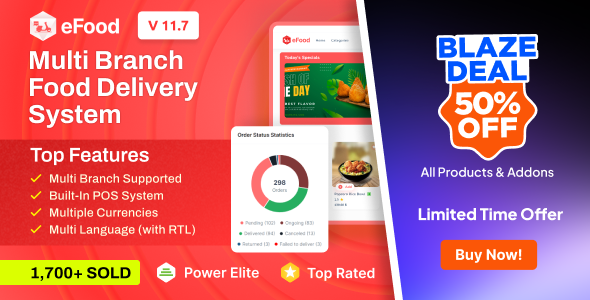 eFood - Food Delivery App with Laravel Admin Panel + Delivery Man App