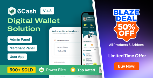 6Cash - Digital Wallet Mobile App with Laravel Admin Panel