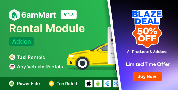 6amMart Car Rental Module Addon