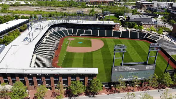 Huntington Park in Columbus Ohio, home of the Columbus Clippers - Aerial Drone