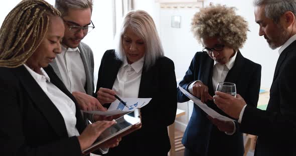 Multiracial business people working inside bank office - Meeting and startup concept