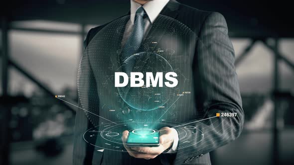 Businessman with DBMS Hologram Concept