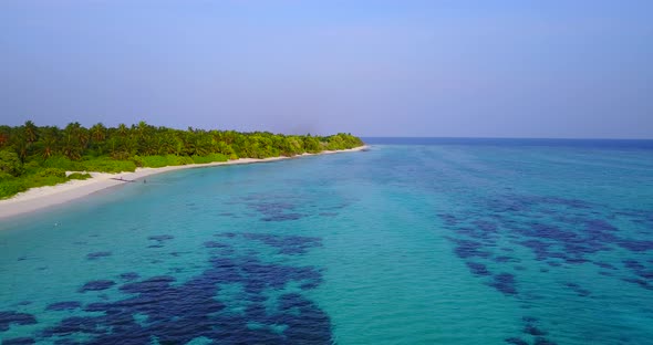 Natural aerial tourism shot of a paradise sunny white sand beach and blue sea background in best qua