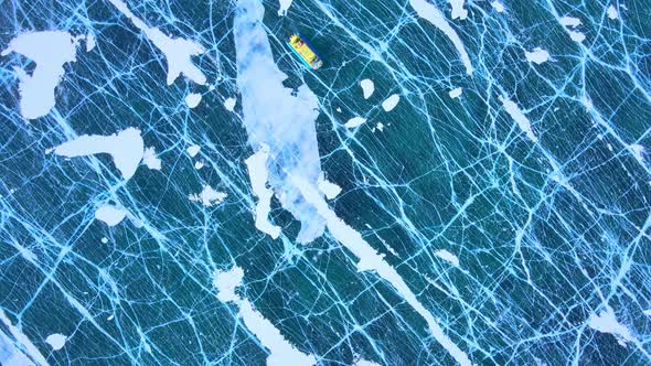 Frozen Lake Baikal Aerial View