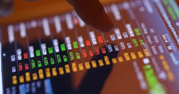 Using digital tablet for stock market graph