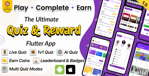 DTQuiz - Flutter Online Quiz & Earn App | Trivia Game with Rewards | Android & iOS | Admin Panel