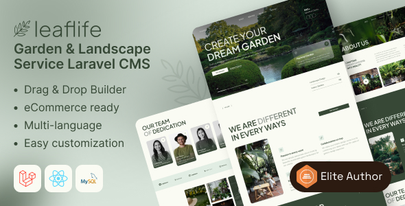 LeafLife - Garden & Landscape Service Laravel CMS With Live Page Builder