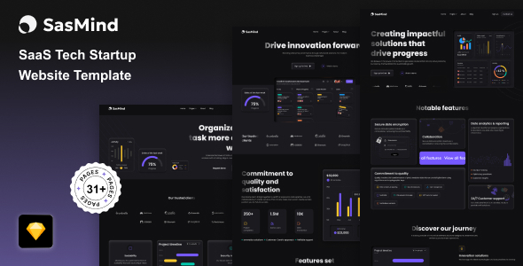 SasMind - Sketch AI SaaS Startup & Tech Website Template