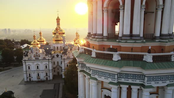 Kyiv, Ukraine: Aerial View of Kyiv-Pechersk Lavra in the Morning at Sunrise
