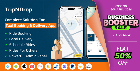 TripNDrop – Taxi & Delivery Booking App with Driver, Rider & Admin Panel