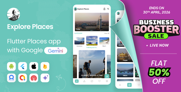 Explore Places - Flutter Places App with Firebase Backend | Place App | With AI