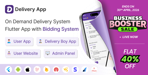 Delivery App - On Demand Delivery System Flutter App with bidding system | Courier App