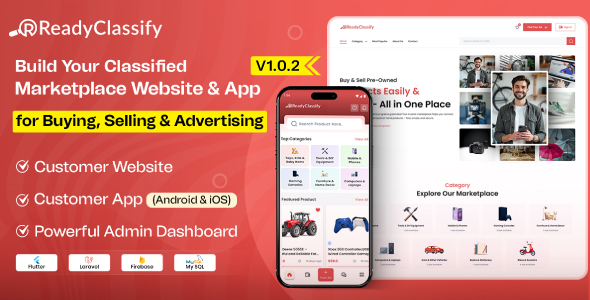 Ready Classify -  Complete eClassify Marketplace Mobile App Website With Admin Panel