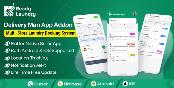 ReadyLaundry Delivery Man App | Rider App | Delivery App Addon
