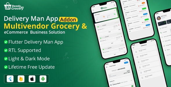 Ready Grocery Delivery Man App | Rider App | Delivery App Addon