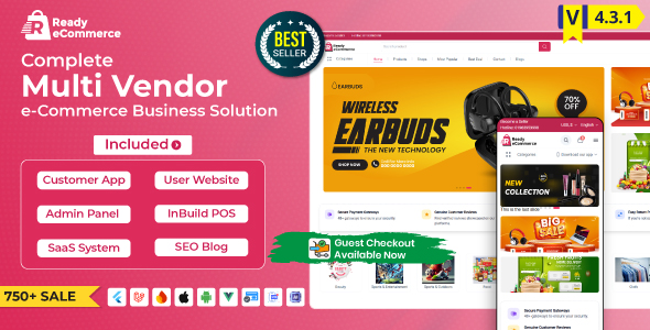 Ready eCommerce - Complete Multi Vendor eCommerce Mobile App, Customer Website with Store POS