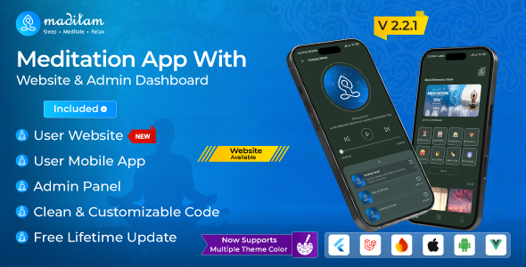 Maditam: Best Meditation App with web admin | Daily Meditations App | Music app with web admin