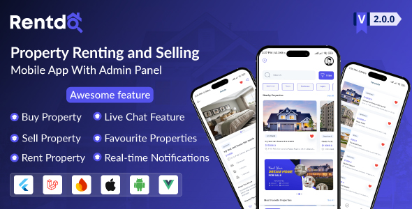 Rentdo - Property Buy, Rent & Sell Mobile App with web Admin Panel | House Rental | Real Estate