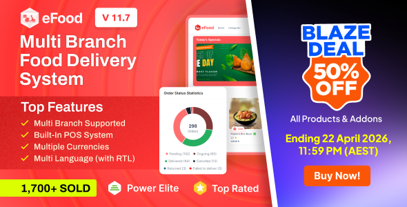 eFood - Food Delivery App with Laravel Admin Panel + Delivery Man App