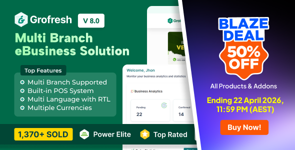 GroFresh - (Grocery, Pharmacy, eCommerce, Store) App and Web with Laravel Admin Panel + Delivery App