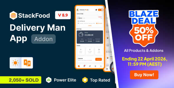 StackFood Multi Restaurant - Food Ordering Delivery Man App