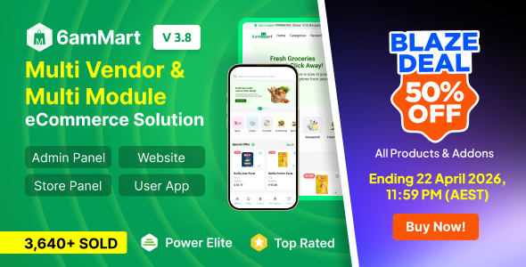 6amMart - Multivendor Food, Grocery, eCommerce, Parcel, Pharmacy delivery app with Admin & Website