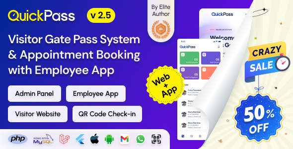 QuickPass - Visitor Gate Pass System with Admin Panel, Website & Employee App