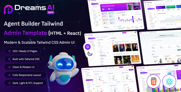 Dreams AI Agent - Agent Builder Tailwind Admin Template (Html + React)