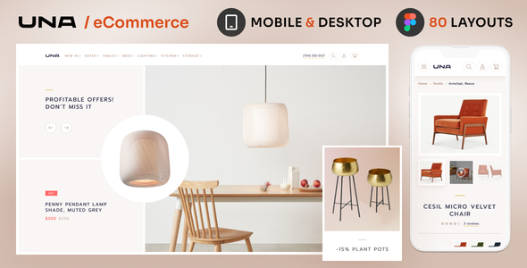 Una – Minimalist Furniture & Interior eCommerce Figma Template