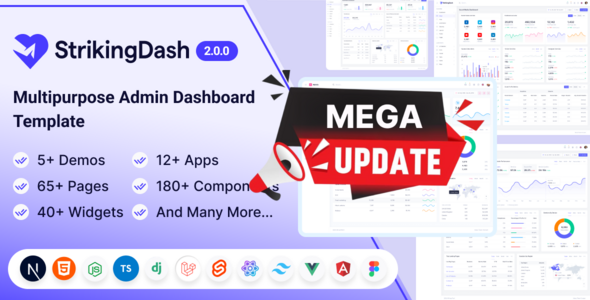 StrikingDash — Full Stack Admin Dashboard Template (React, Next.js, Vue, Laravel, Node.js)