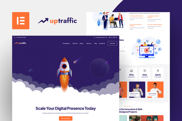 Uptraffic - Digital Marketing Agency Elementor Pro Template Kit