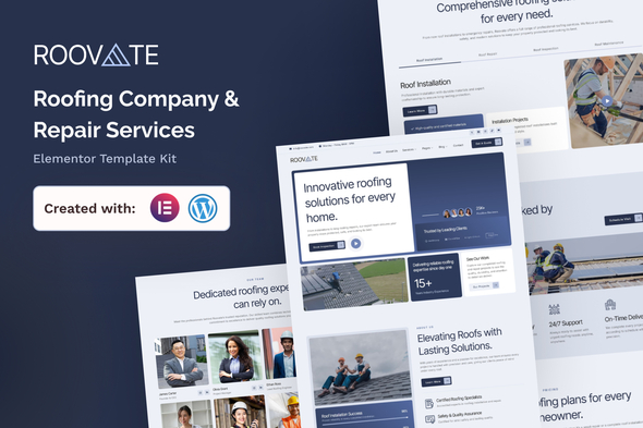 Roovate - Roofing Company & Repair Services Elementor Template Kit