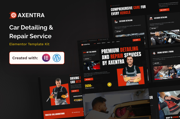 Axentra - Car Detailing & Repair Service Elementor Template Kit