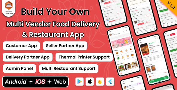 DTFood – Multi Restaurant Food Delivery App | Flutter Android iOS + Laravel + Web (NextJS)