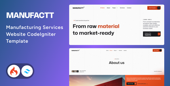 Manufactt - Manufacturing Services Website CodeIgniter Template