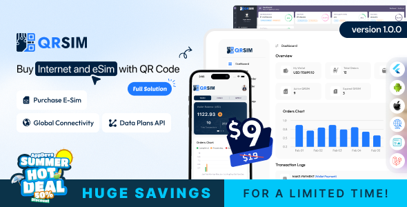 QRSIM - Buy Internet and eSIM with QR Code Full Solution
