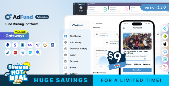 AdFund - Fund Raising Platform Website | Android-iOS App | Admin Panel