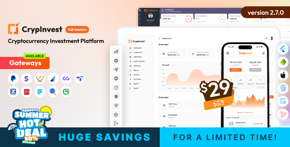 CrypInvest - Cryptocurrency Investment Platform Full Solution