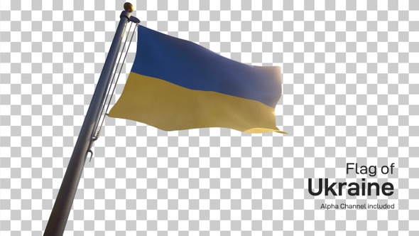 Ukraine Flag on a Flagpole with Alpha-Channel