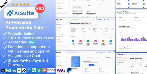 AI Suite – AI Website Builder and Live chat, Next.js Dashboard & Gemini AI Powered SaaS