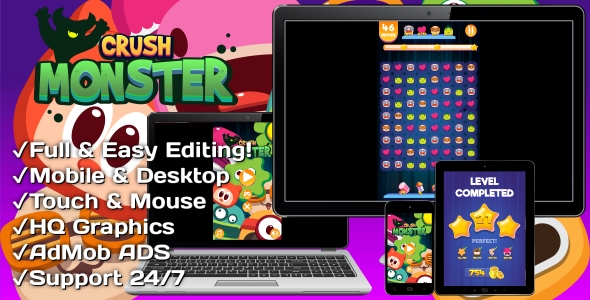 Crush Monster | HTML5 Game | Construct 3 Game