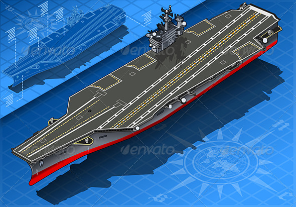 Isometric Aircraft Carrier in Front View